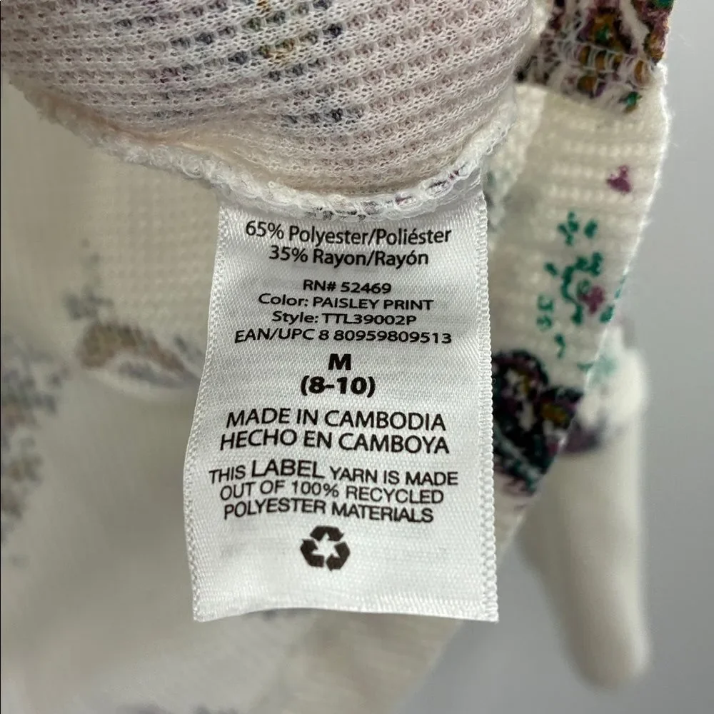 3For$20 Time and Tru Cream Floral Long Sleeve Henley size: M